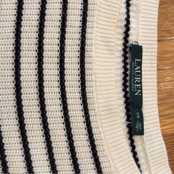 Lauren Ralph Lauren Black and White Striped Crew Neck Sweater - Picture 9 of 10